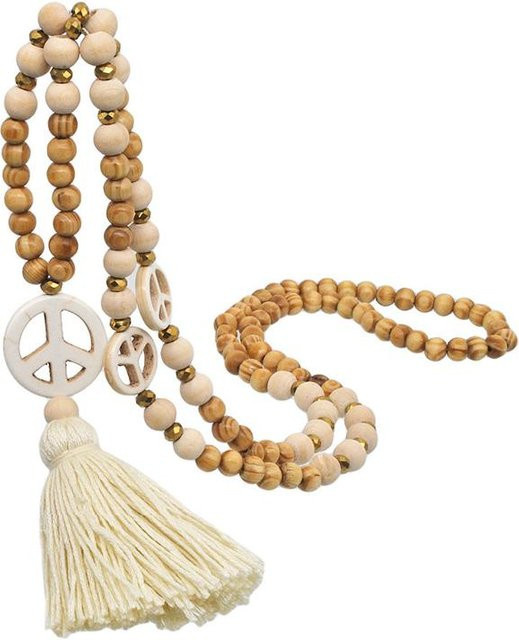 Neway Jewelry Factory Peace Anhänger Halskette, Holzperlen, Damen - Bild 1