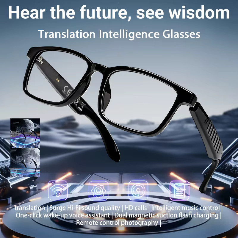OV KI-Übersetzungs-Smart-Brille mit kabellosen Open-Back-Ohrhörern in Grau - Bild 2