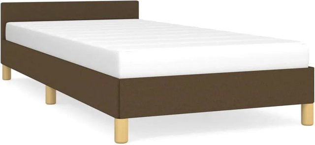 vidaXL Bettgestell mit Kopfteil in Dunkelbraun, gepolstert mit Stoff, B/T/H: 90 x 190 cm - Bild 1