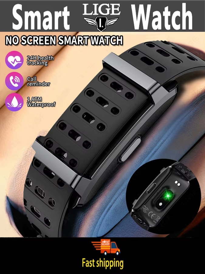 LIGE Smartwatch, Schwarz, Silikon, 1 ATM, Herren - Bild 6