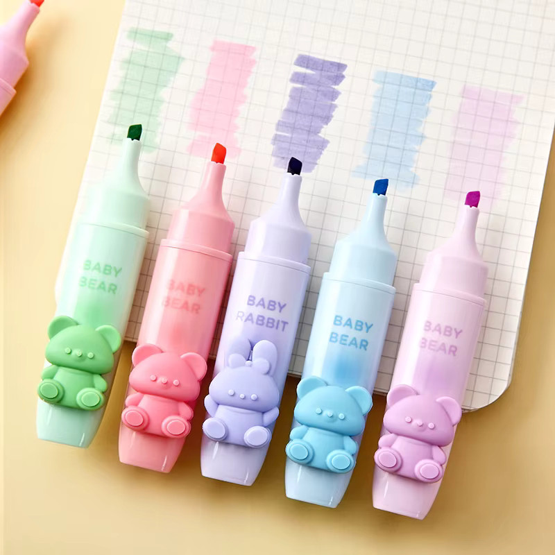 3er-Pack Mehrfarbige Textmarker mit Keilspitze für Schule und Büro - Bild 1