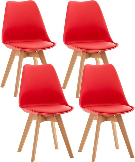 CLP Esszimmerstuhl 4er Set Linares gepolstert mit Buchenholzgestell im skandinavischen Design - Bild 1
