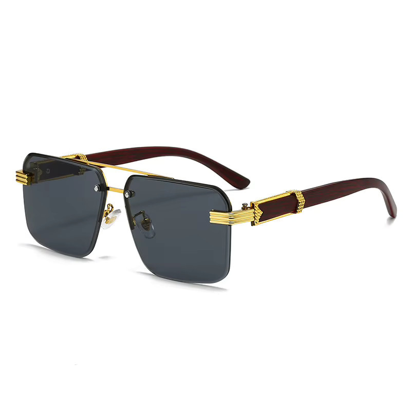 Hindfield Sonnenbrille, Herren, randlos, quadratisch, gold, braun - Bild 2
