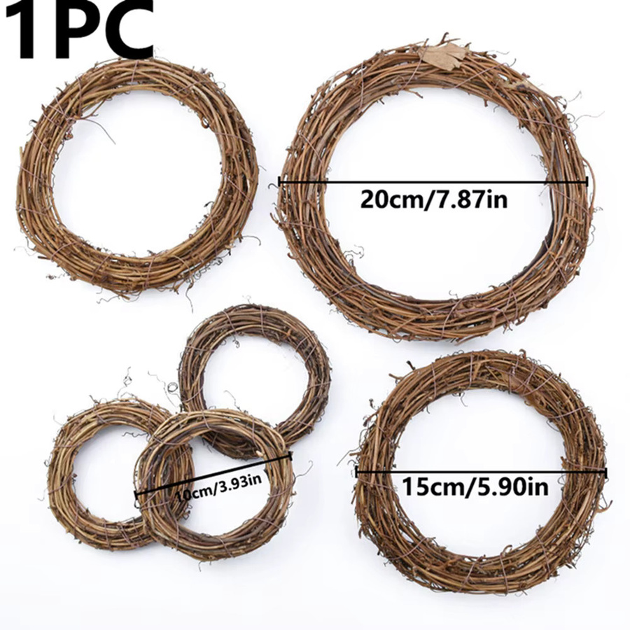 Künstliche Rattan Rahmen in Braun für DIY Dekorationen wie Hochzeitskränze, Wanddeko oder Weihnachts- und Halloween-Deko, rund und im rustikalen Stil - Bild 3