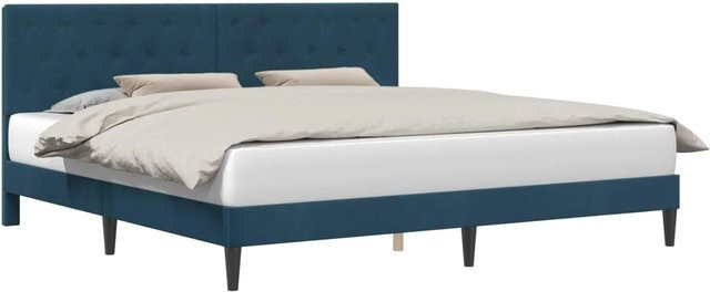 vidaXL Bettrahmen mit Kopfteil aus Samt in Blau, B/T/H: 180 x 200 x 184 cm - Bild 1
