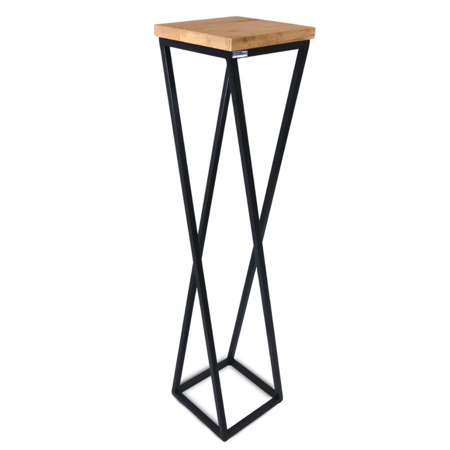 DELUKE Blumenständer KABRI Pflanzenregal aus Eichenholz und Metall in Schwarz und Eiche Braun, Höhe: 90 cm - Bild 2