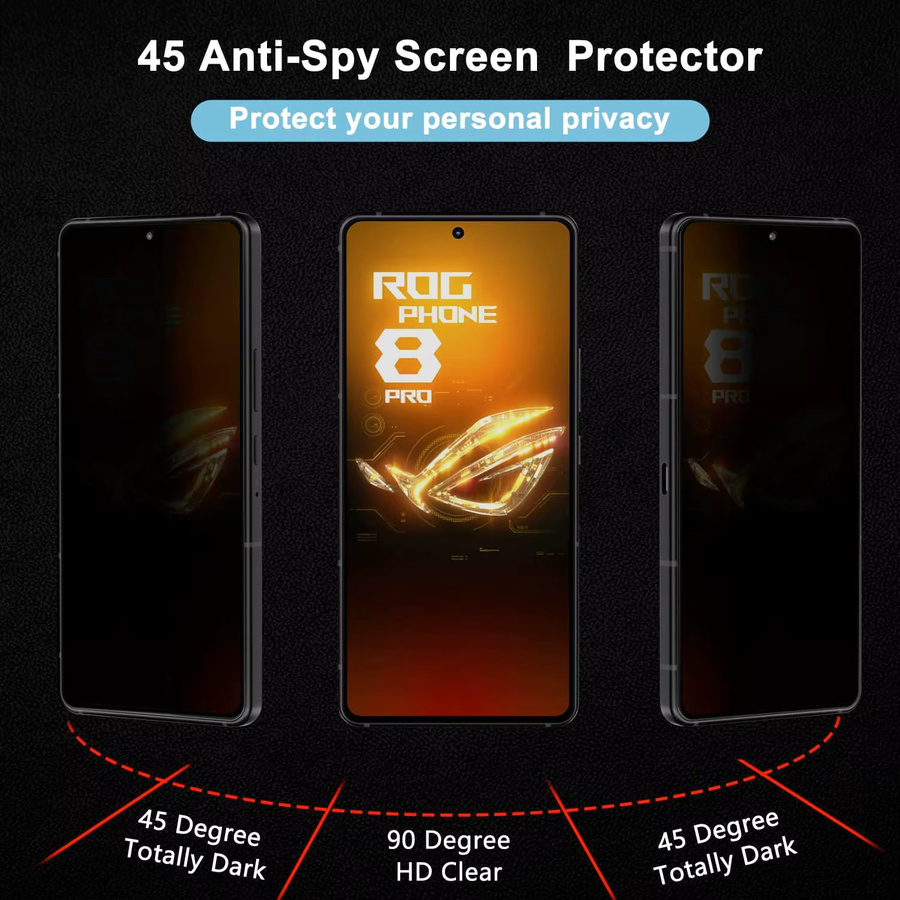 Asus ROG Phone 8 und ROG Phone 8 Pro 2.5D 9H Anti-Spy Sichtschutz-Displayschutzfolie in Transparent - Bild 3