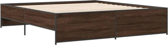 vidaXL Bettgestell in Eiche Braun aus Holzwerkstoff und Stahl B/T/H: 200 x 200 cm - Bild 1