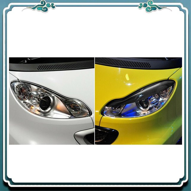 ABTU-Auto Carbon Fiber Scheinwerfer Augenbraue Aufkleber für Mercedes-Benz Smart Fortwo W451 in Schwarz und Grau - Bild 1