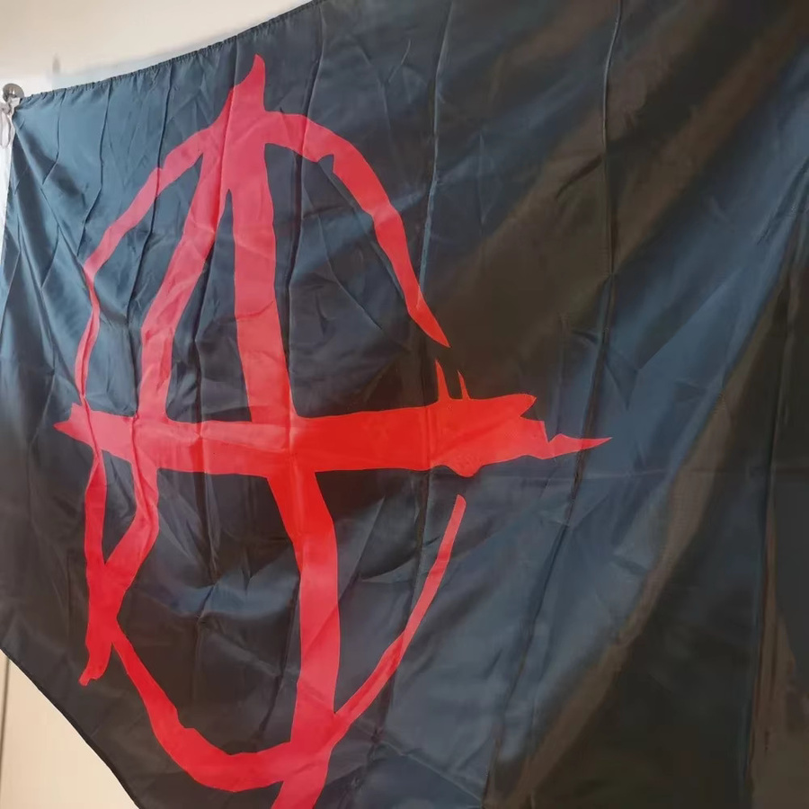 Circle A Anarchie-Flagge aus Polyester, Rot auf Schwarz, Wandbanner für Innen- und Außenbereich, B/H: 90 x 60 cm - Bild 3