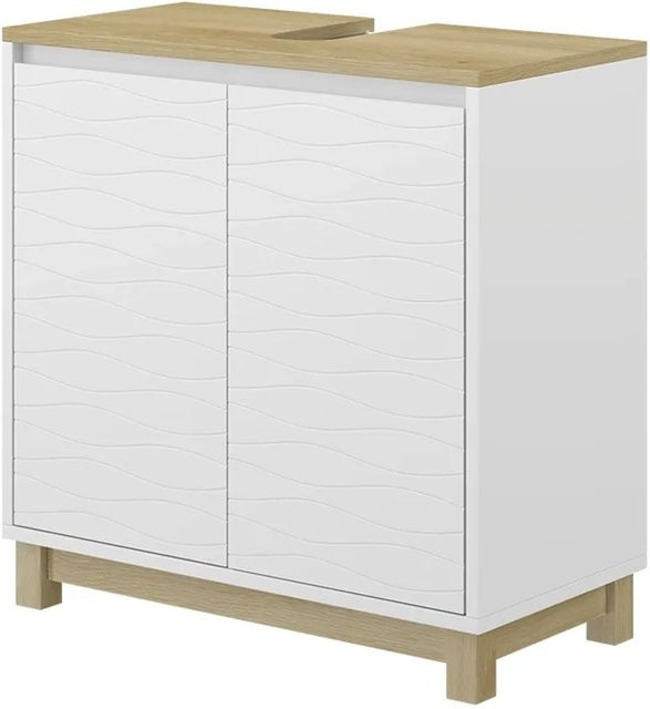 Vicco Waschbeckenunterschrank Livia in Weiß, modern mit 2 Türen, B/T/H: 60 x 60 x 30 cm - Bild 1