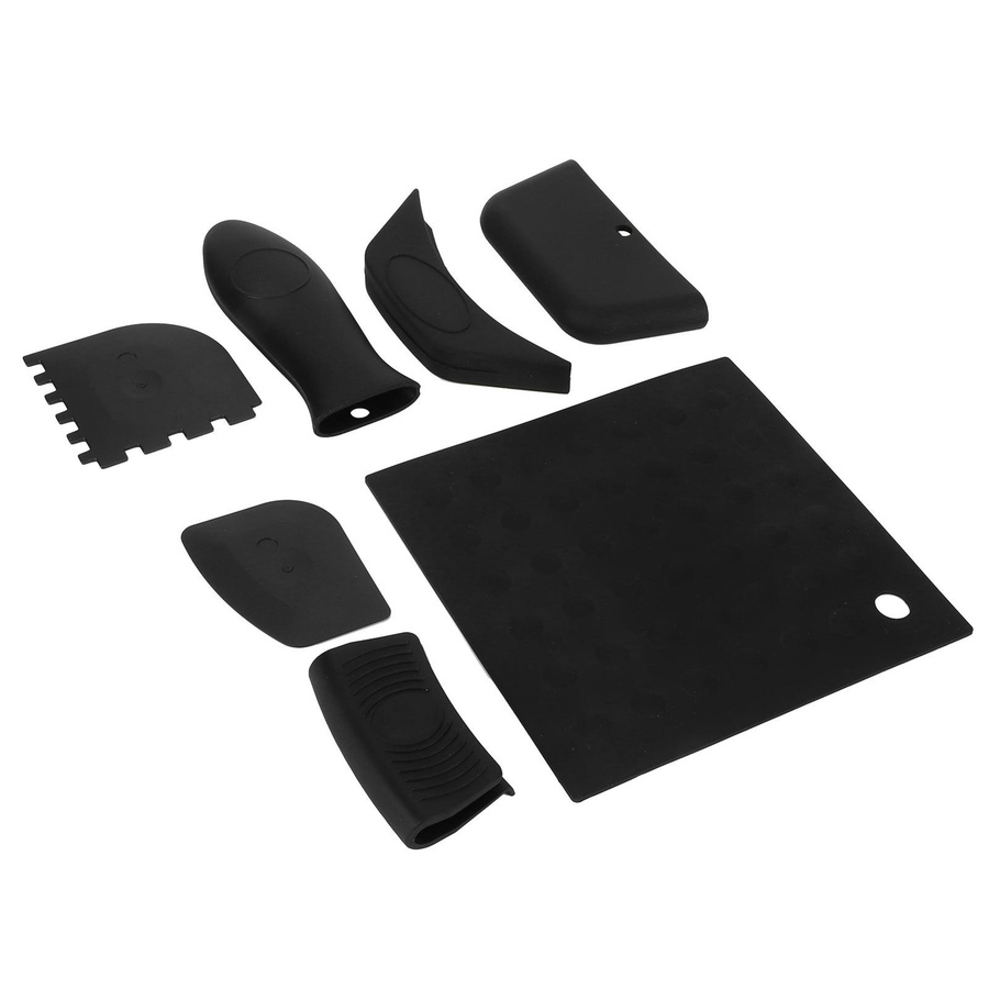 7-teiliges Set hitzebeständige Silikon Topflappen und Grillpfannen Schaber in Schwarz von KONNWEI - Bild 4