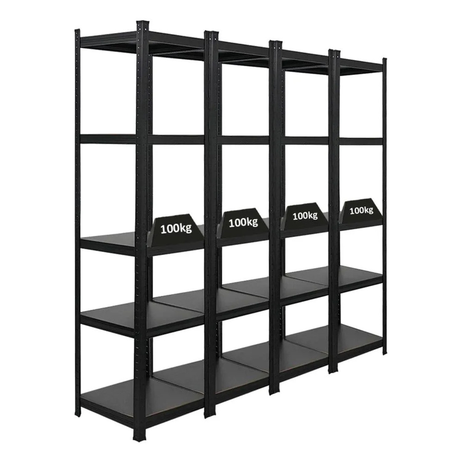 4er Set PROREGAL All Black Series Ragnar Schwerlastregal in Matt Schwarz, H x B x T: 180 x 45 x 45 cm, Fachlast 100 kg - Bild 2