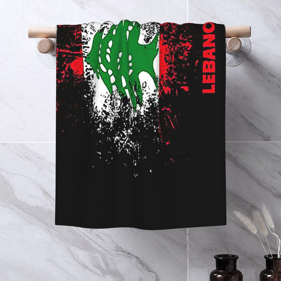 Aquarell Libanon Flagge Baumwollhandtuch Multicolor B: 30 cm, H: 60 cm - Bild 3