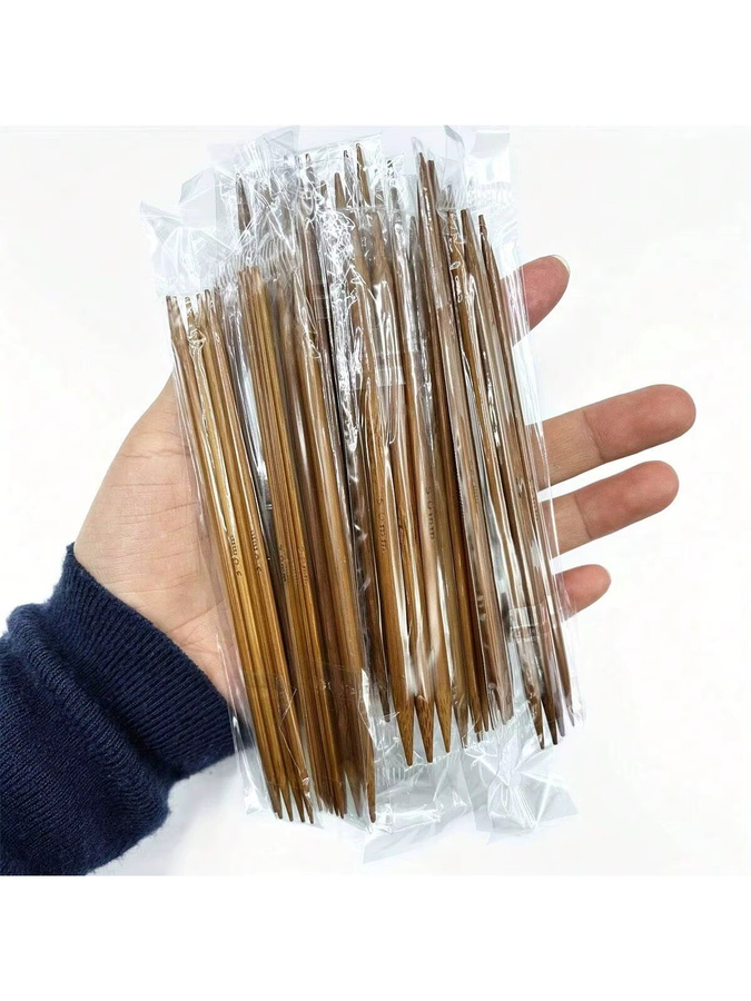 Organchillo 11-teiliges Strickwerkzeug-Set aus Holz in Braun mit Mini-Stabnadeln und Puppennadeln zum Häkeln und Sticken - Bild 3