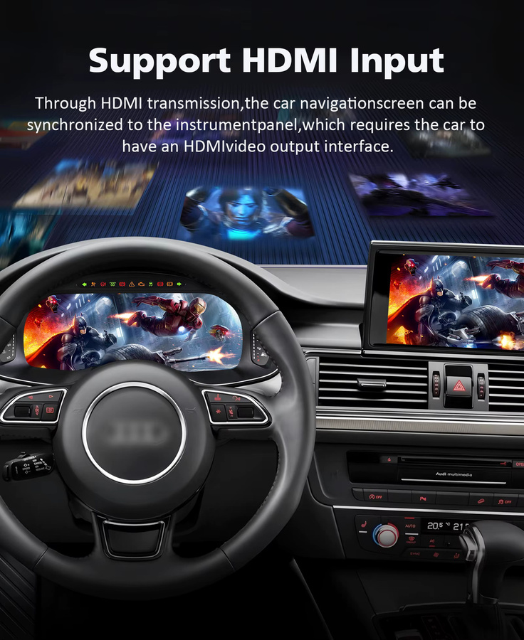 OSSURET Digitales Kombiinstrument 12,3 Zoll für Audi A6 A7 2013 - 2018 mit HD-Bildschirm, Tachometer mit Carplay und Android Auto, Schwarz - Bild 6