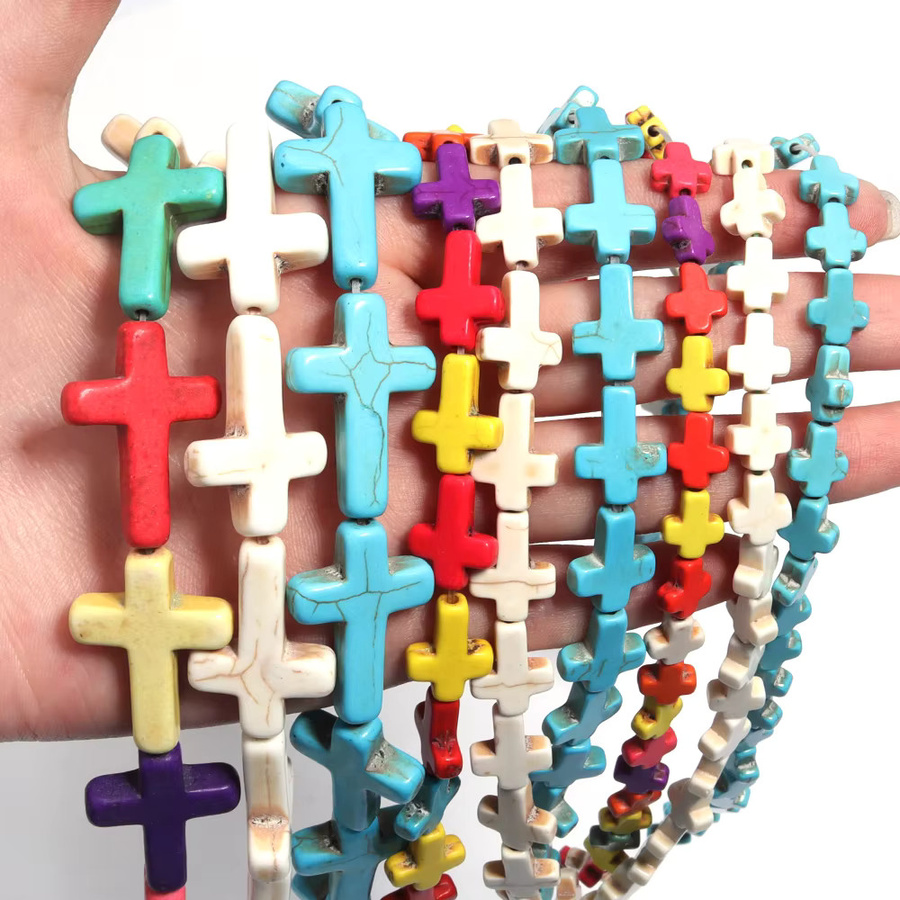 Louleur Anhänger, Kreuz-Charms, türkisfarbene Steinperlen, Bunt, Unisex - Bild 2