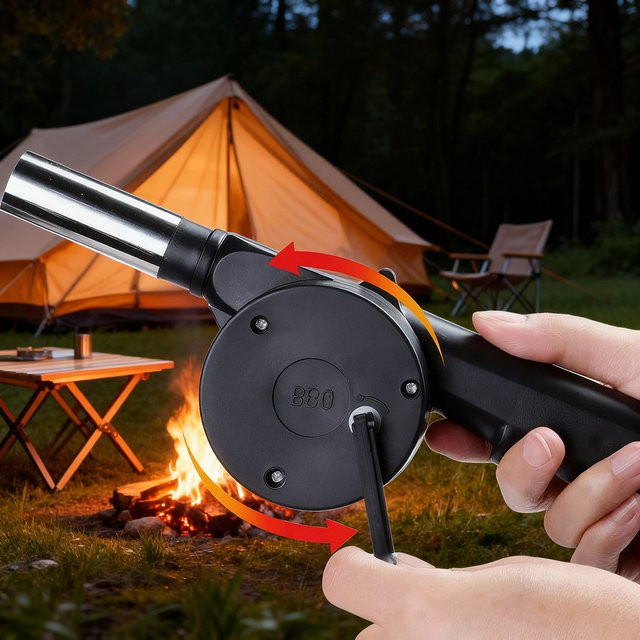 Manuelles Grillgebläse in Schwarz zur Holzkohlegrill-Zündung - Bild 1