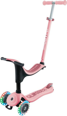 Globber Go-Up Sporty Lights 3in1 Aufsitzrad, Laufrad und Scooter mit LED-Rollen, höhenverstellbar, Pastellrosa