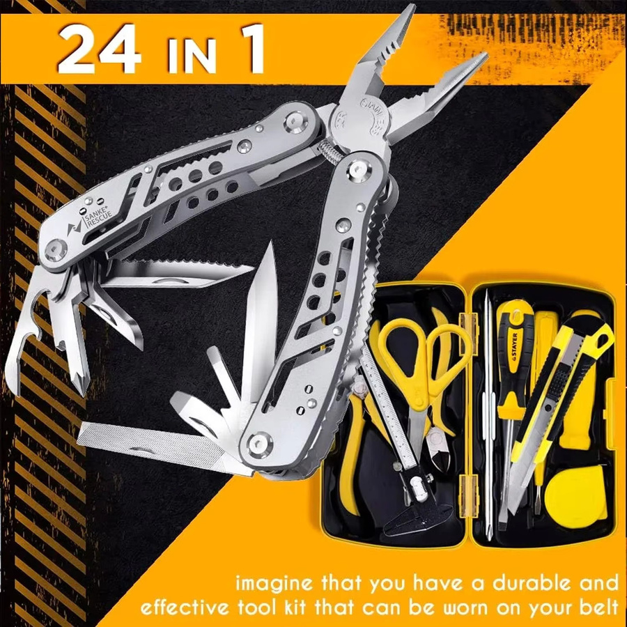 Sanke Rescue 24-in-1 Multifunktions-Universal-Diagonalzange als Drahtschneider in Silber - Bild 3