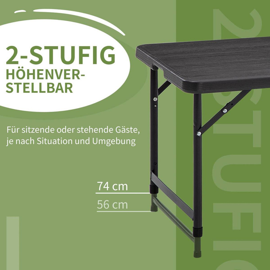 Outsunny Gartentisch klappbar aus Stahl und HDPE in Holzoptik, Farbe Schwarz oder Grau, B/T/H: 118 x 60 x 74 cm - Bild 4