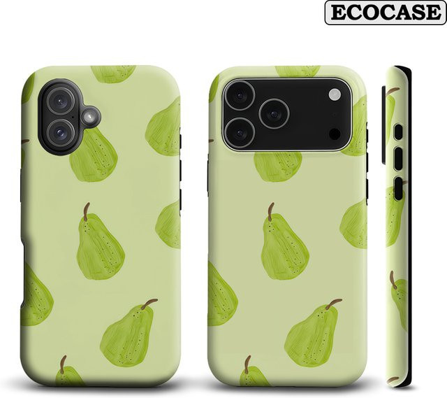 Handyhülle mit grünem Birnen-Design für Apple iPhone 11 bis iPhone 17 Pro Max Plus, doppelschichtige Rückseite - Bild 1