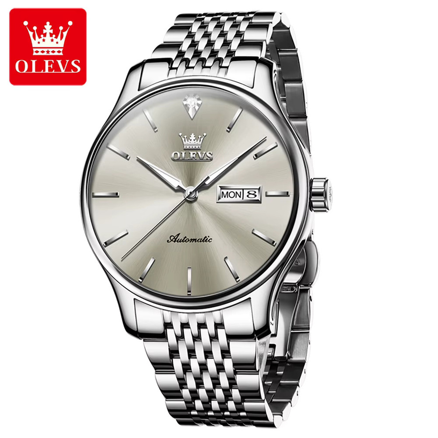 OLEVS Armbanduhr, Automatik, Edelstahl, Silber, Herren - Bild 2