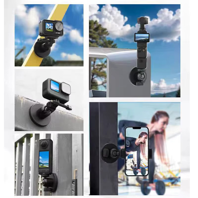 Magnetische Kamera-Halterung in Schwarz für GoPro, Insta360 X4, X3, X2, Go 3s und Ace Pro 2 Action-Kameras - Bild 2