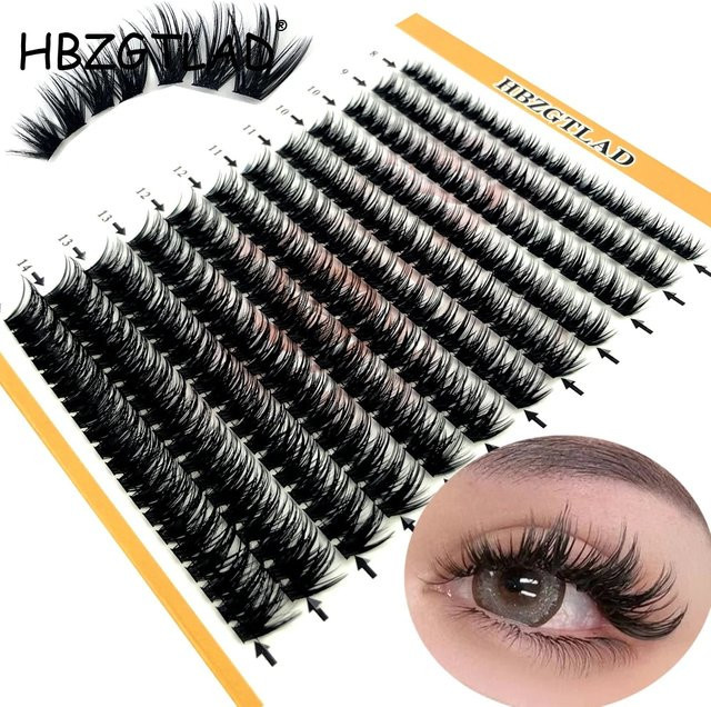 HBZGTLAD DIY Cluster Wimpern, 12 Reihen, Schwarz, Unisex - Bild 1
