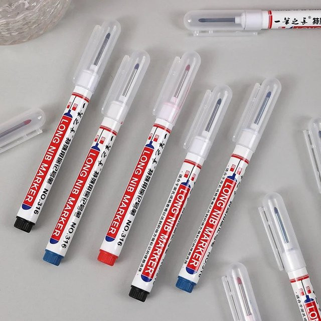 LUSQI Tieflochmarker Set mit Bullet-Spitze für Metall und Holz, wasserfeste Permanentmarker in Rot, Schwarz und Blau - Bild 1