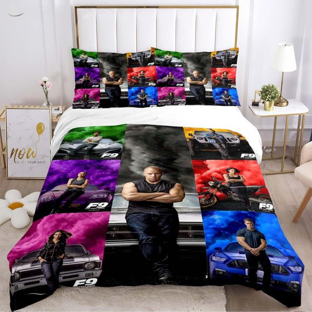 Lodestar Bettwäscheset Speed Racing Actionfilm Design, 3-teiliges Microfaser-Bettwäscheset mit Motiv Fahrzeugen, Mehrfarbig, B/H: 180 x 210 cm - Bild 1
