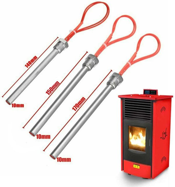 LEENKEA Zündrohr für Holzpellet-Heizungen und Kamine in Silber, 220V Zündung, passend für 140mm, 150mm und 170mm - Bild 1