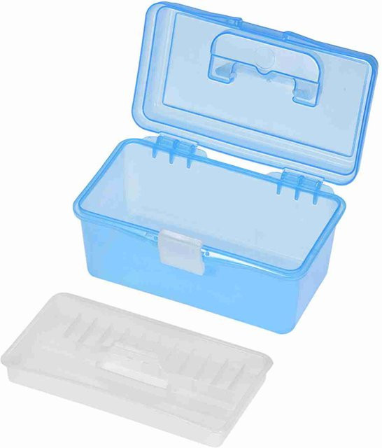 Transparente Mehrzweck-Kunstaufbewahrungsbox aus Kunststoff in Blau für Aquarell- und Ölmalerei-Zubehör - Bild 1