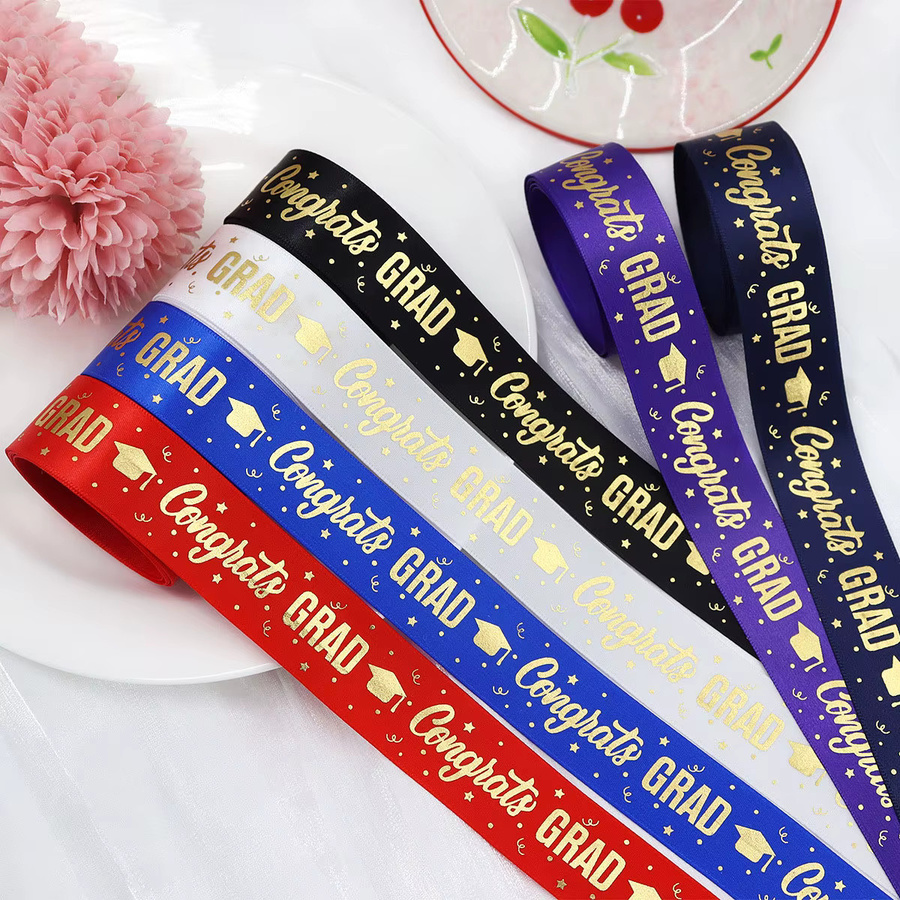 Dekorationsband für Abschlussfeiern und Partys, 1 Rolle Geschenkverpackungsband in Schwarz und Multicolour, 5 Yards DIY-Schleifenband aus Textil - Bild 3