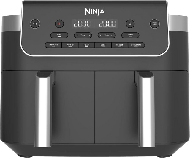 Ninja DualZone Heißluftfritteuse DZ801EU mit 2 Schubladen und Digitalanzeige, 7,6 l, Schwarz-Grau - Bild 1