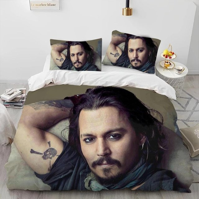 Bettwäscheset Johnny Depp mit Bettbezug und Kissenbezug von LjqThirteen, Mehrfarbig, Breite: 135 cm, Länge: 200 cm - Bild 1