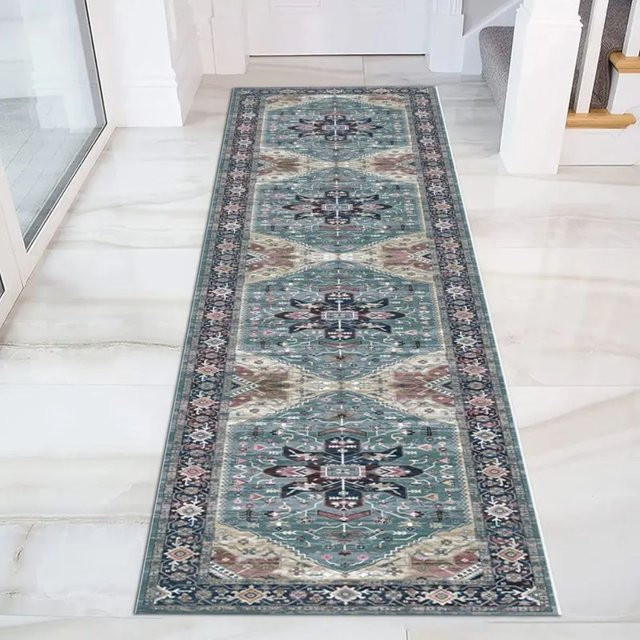 VIKAMA Retro-Teppich in Multicolour, orientalischer Design-Läufer, rutschfest und waschbar, B/T: 120 x 50 cm - Bild 1