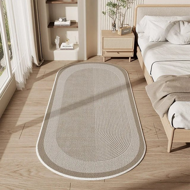 VIKAMA Wabi-Sabi Ovaler Teppich, Handgewebter Naturfaser-Teppich in Beige, Rutschfest und Minimalistisch für Wohnzimmer & Schlafzimmer - Bild 1