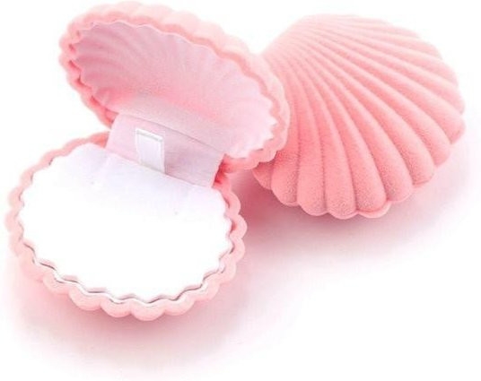 Schmuckschatulle Muschelform, Samt, rosa, Unisex - Bild 1