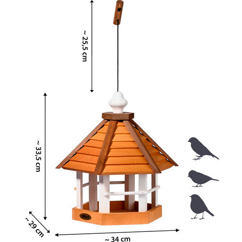 Dobbar Vogelhaus Goldener Oktober 6-eckig hängend oder aufstellbar in Braun - Bild 2