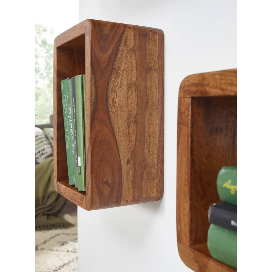 Wohnling Wandregal Cube aus Holz in Braun und Beige, Rustikaler Stil, B/T/H: 80 x 20 x 15 cm - Bild 2