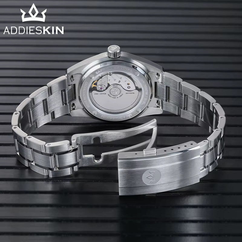 AddiesKin Armbanduhr Automatik, Edelstahl, Saphirglas, Blau, Herren - Bild 5