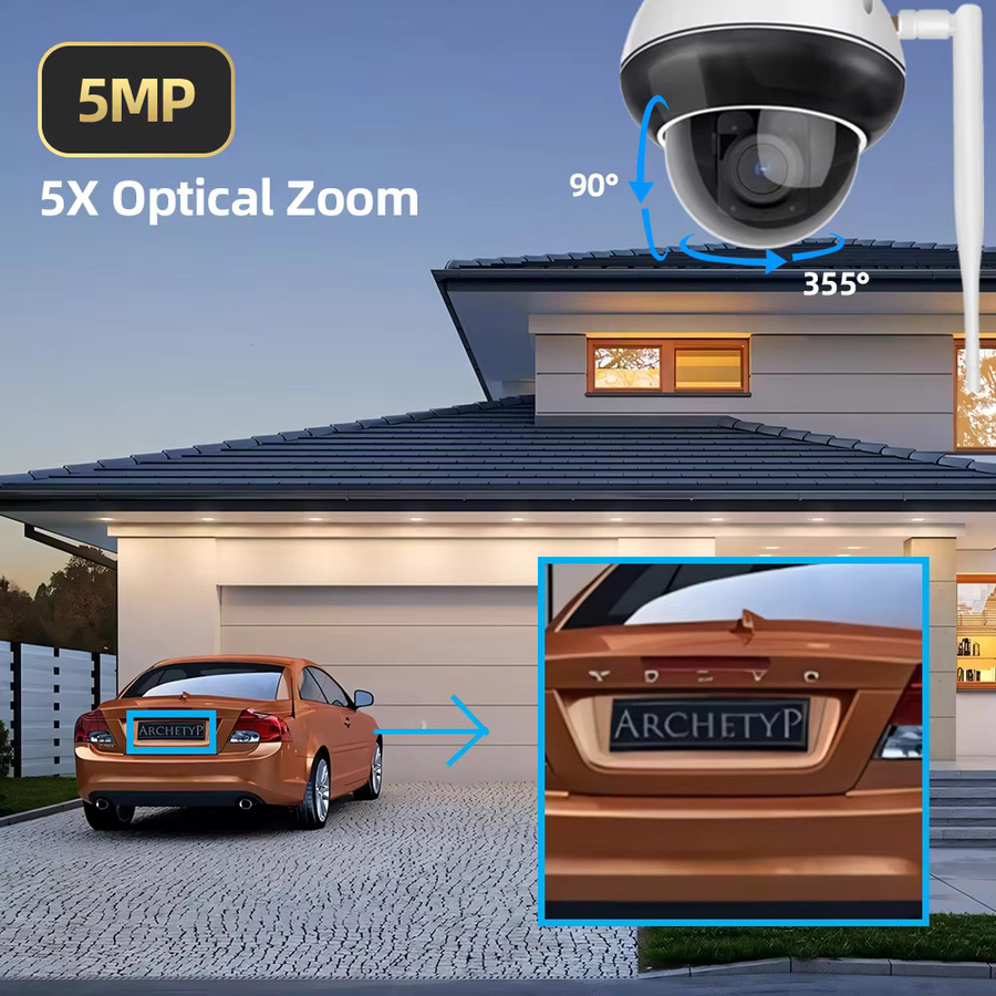 REHENTINT Tuya WiFi POE Onvif PTZ Outdoor Überwachungskamera mit 5MP Auflösung, 5X optischem Zoom, Motion Tracking und IR Audio in Weiß - Bild 4
