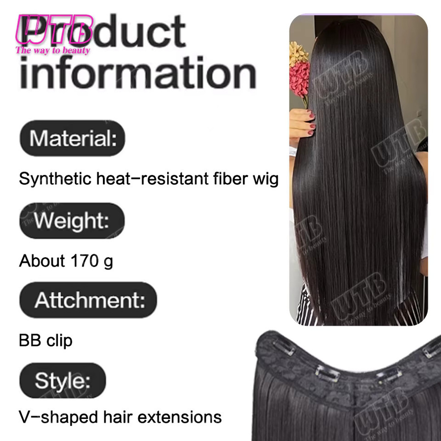 WTB Haarverlängerungen, synthetisch, V-förmig, BB-Clip, Damen - Bild 6