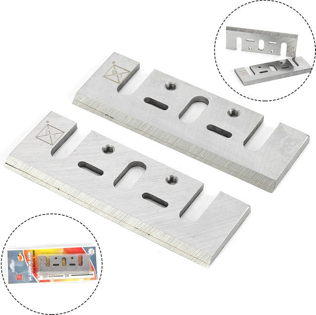 2er-Set Makita Ersatz-Hobelklingen aus Holz, 82 mm, Farbe Silber, passend für Makita 1900B, KP0800, D26676, DW680, F20, FP20A, P20V und P20SA - Bild 1
