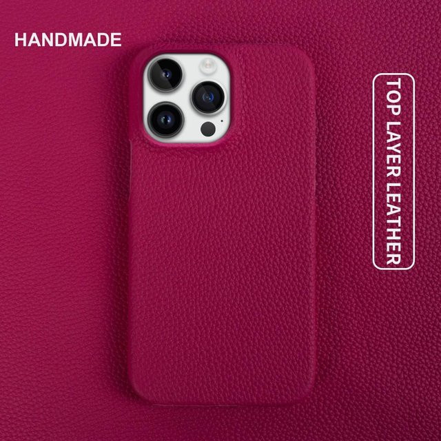 Echte Rindsleder Handyhülle in Pink für Apple iPhone Modelle - Bild 1