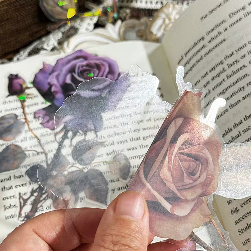 8 Blatt Laser-Aufkleber mit Haustier- und Rosenblumen-Motiven in Multicolour für DIY Scrapbooking und Tagebuch-Dekoration - Bild 4