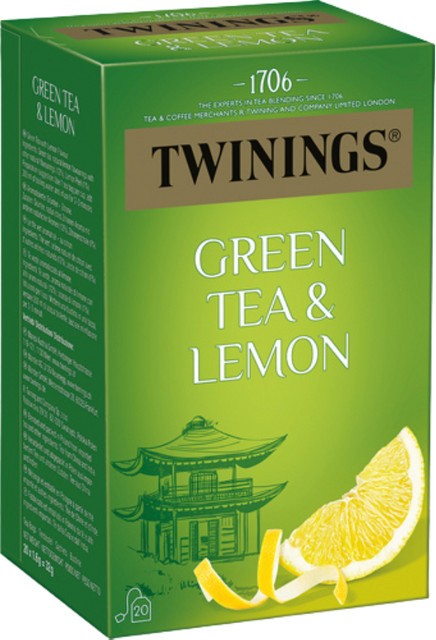 Twinings Grüntee mit Zitrone, Teebeutel, 20 Stück, 32g - Bild 1