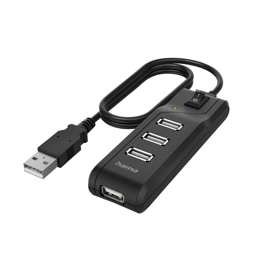 Hama USB-Hub mit 4 USB 2.0 Ports, 480 Mbit/s und Ein-/Ausschalter, Schwarz - Bild 2