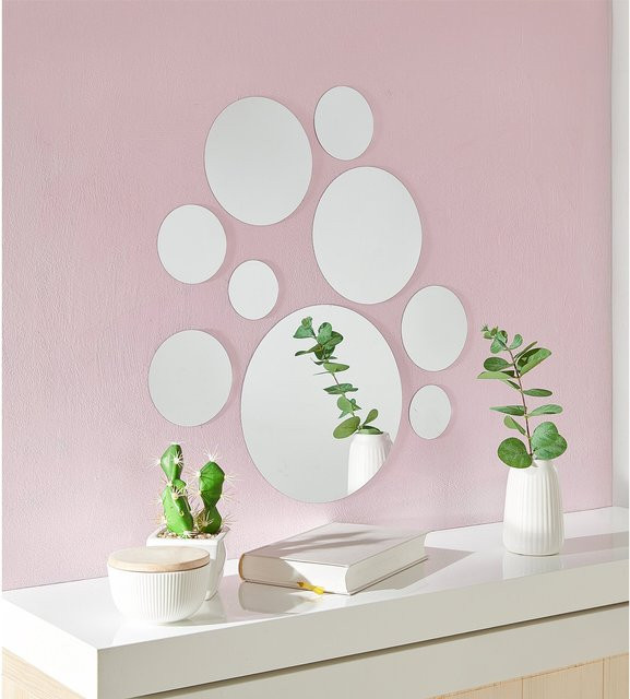 9-teiliges Spiegelsticker-Set von viva domo in Silber, selbstklebend - Bild 1